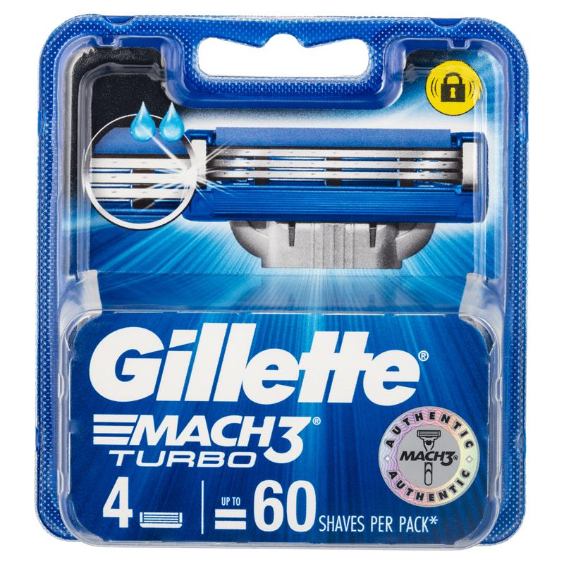 Gillette Mach 3 Turbo 3D Cartridges 4 Pack - Cutprice Online