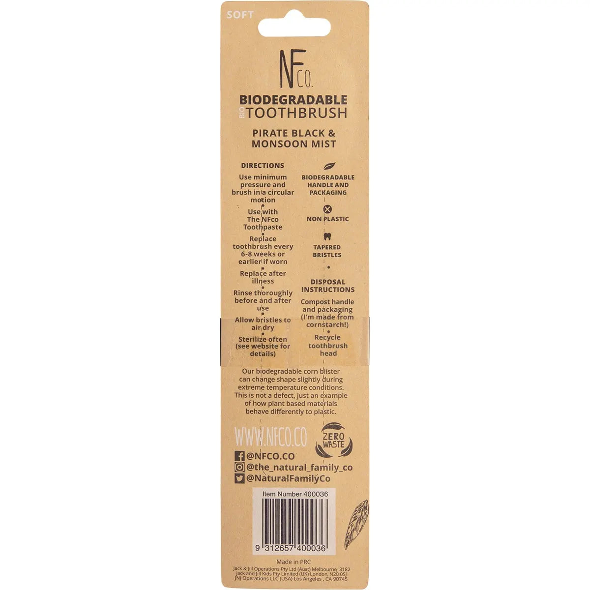 NFCO. Bio Toothbrush Soft Pirate Black & Monsoon Mist 8x2pk - Cutprice Online