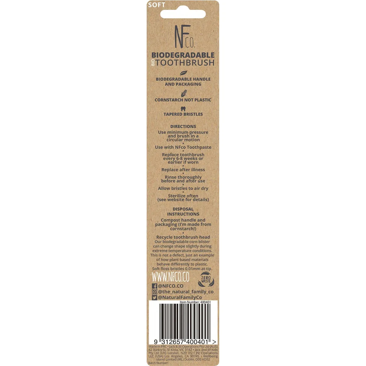 NFCO. Bio Toothbrush Neon Soft (Colours may vary) (Single)