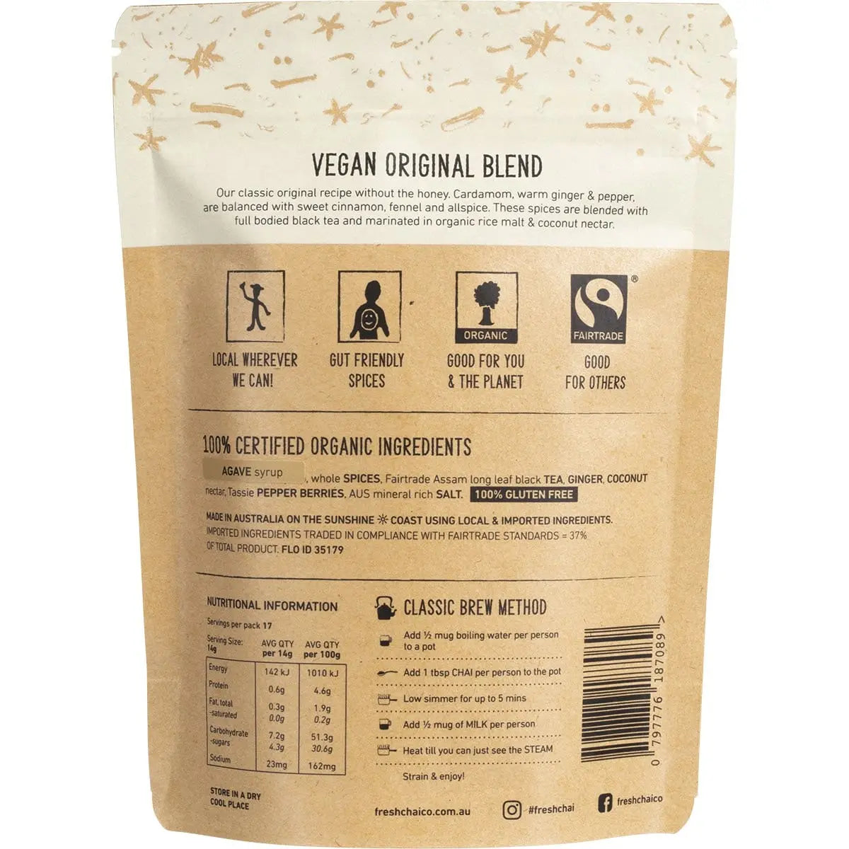 THE FRESH CHAI CO Vegan Original Blend Long Soaked Chai 250g THE FRESH CHAI CO