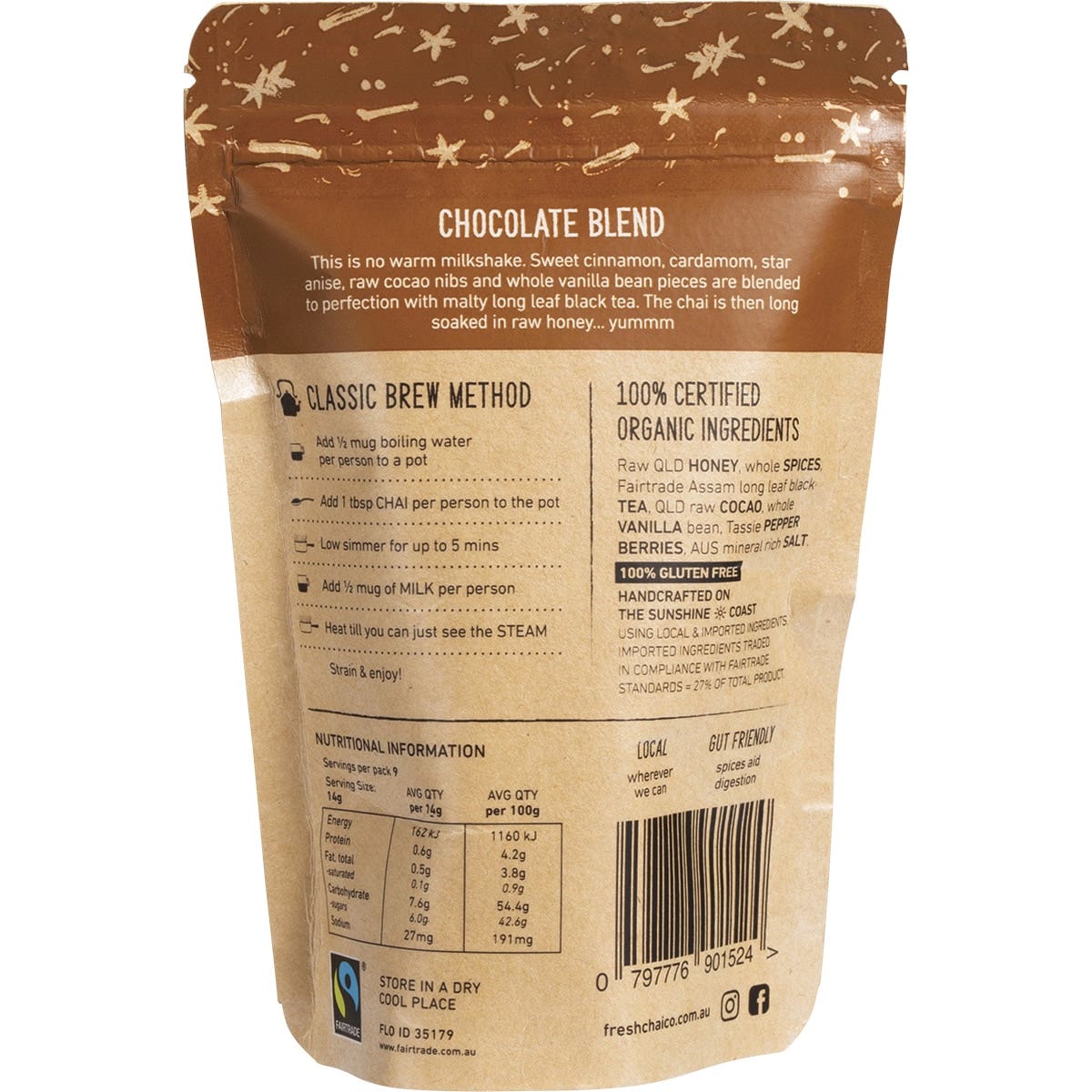 THE FRESH CHAI CO Chocolate Blend Honey Soaked Chai 125g - Cutprice Online