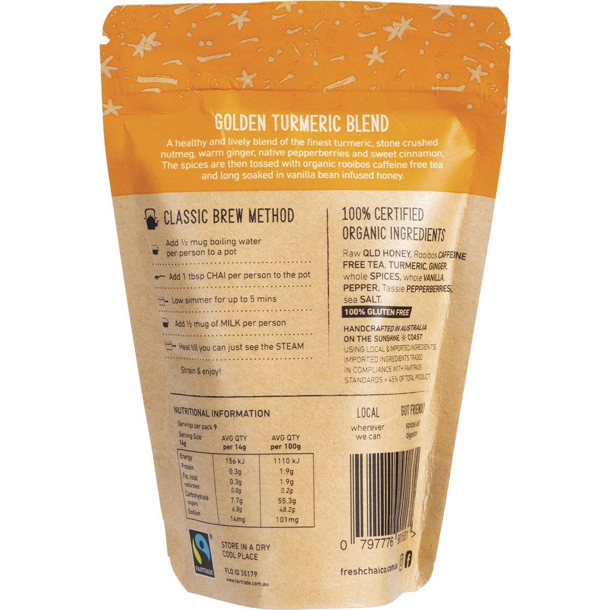 THE FRESH CHAI CO Golden Turmeric Blend Honey Soaked Chai 125g - Cutprice Online