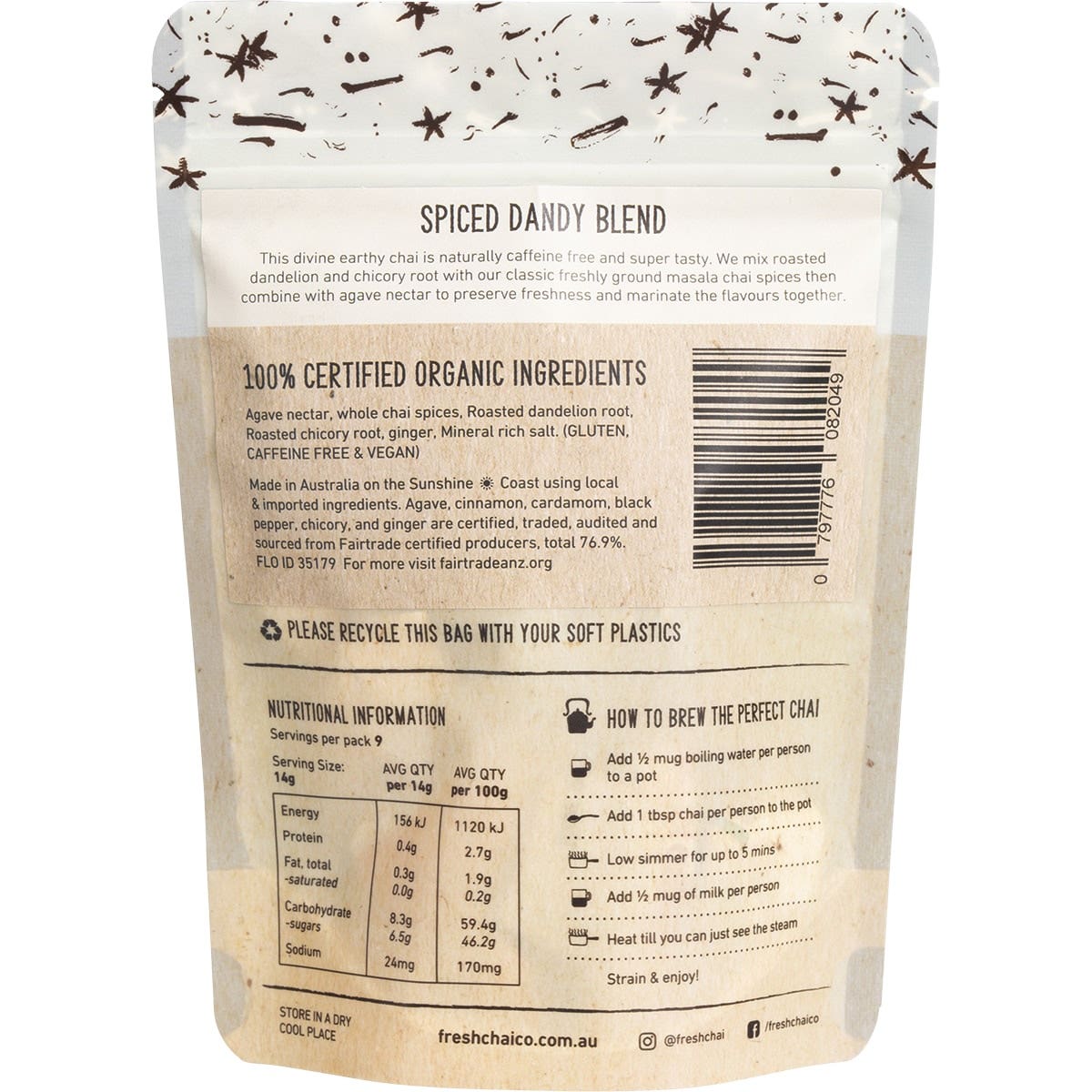 THE FRESH CHAI CO. Spiced Dandy Blend Fresh Sticky Chai 125g - Cutprice Online