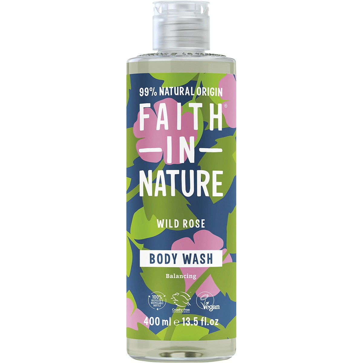 FAITH IN NATURE Body Wash Balancing Wild Rose 400ml - Cutprice Online