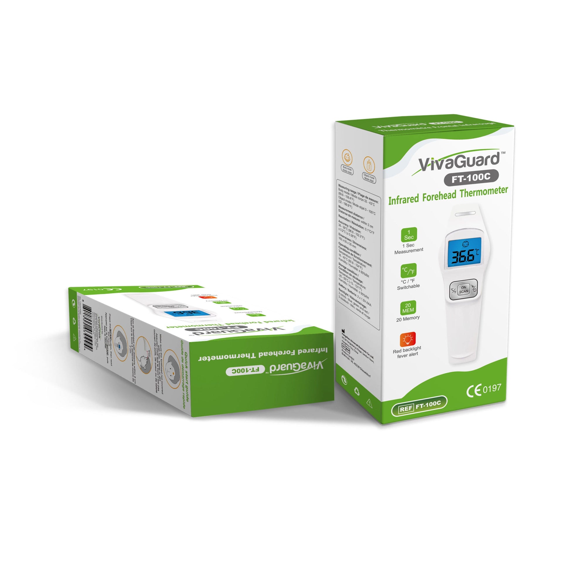VivaGuard Digital Infrared Forehead Thermometer FT-100C *Non-contact/Touchless* - Cutprice Online