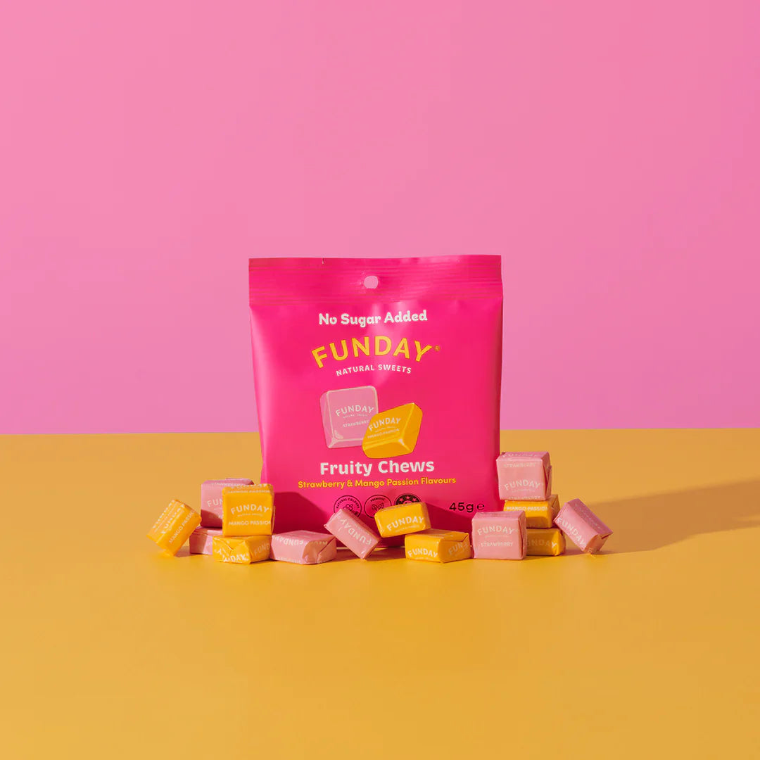 Fun Day Natural Sweets Fruity Chews Strawberry & Mango Passion Flavour 45g