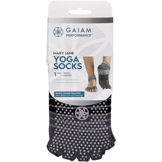 Gaiam Yoga Socks Grippy Mary Jane Small Medium 1 Pair Gaiam