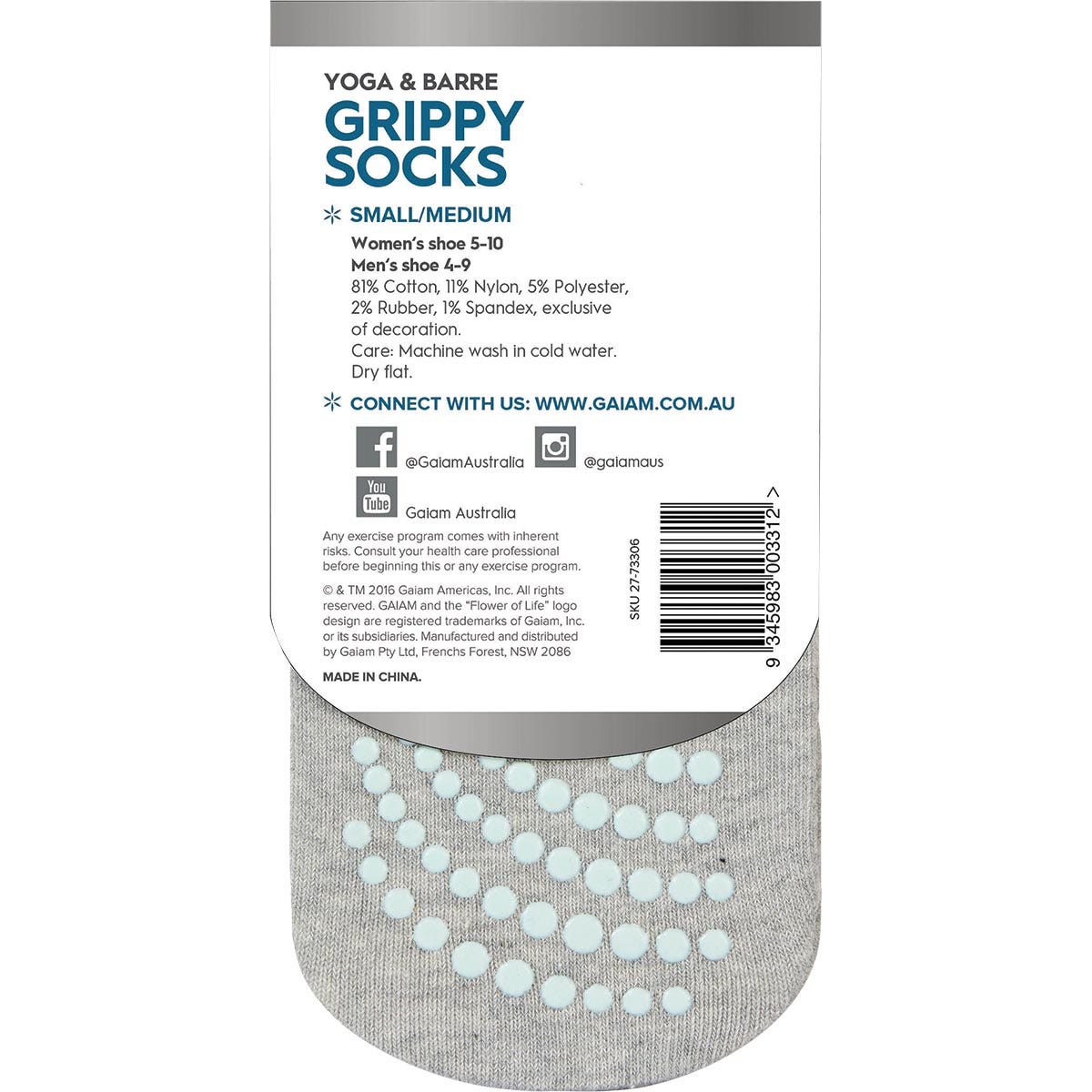 GAIAM Yoga & Barre Grippy Socks Small-Medium 1 Pair - Cutprice Online