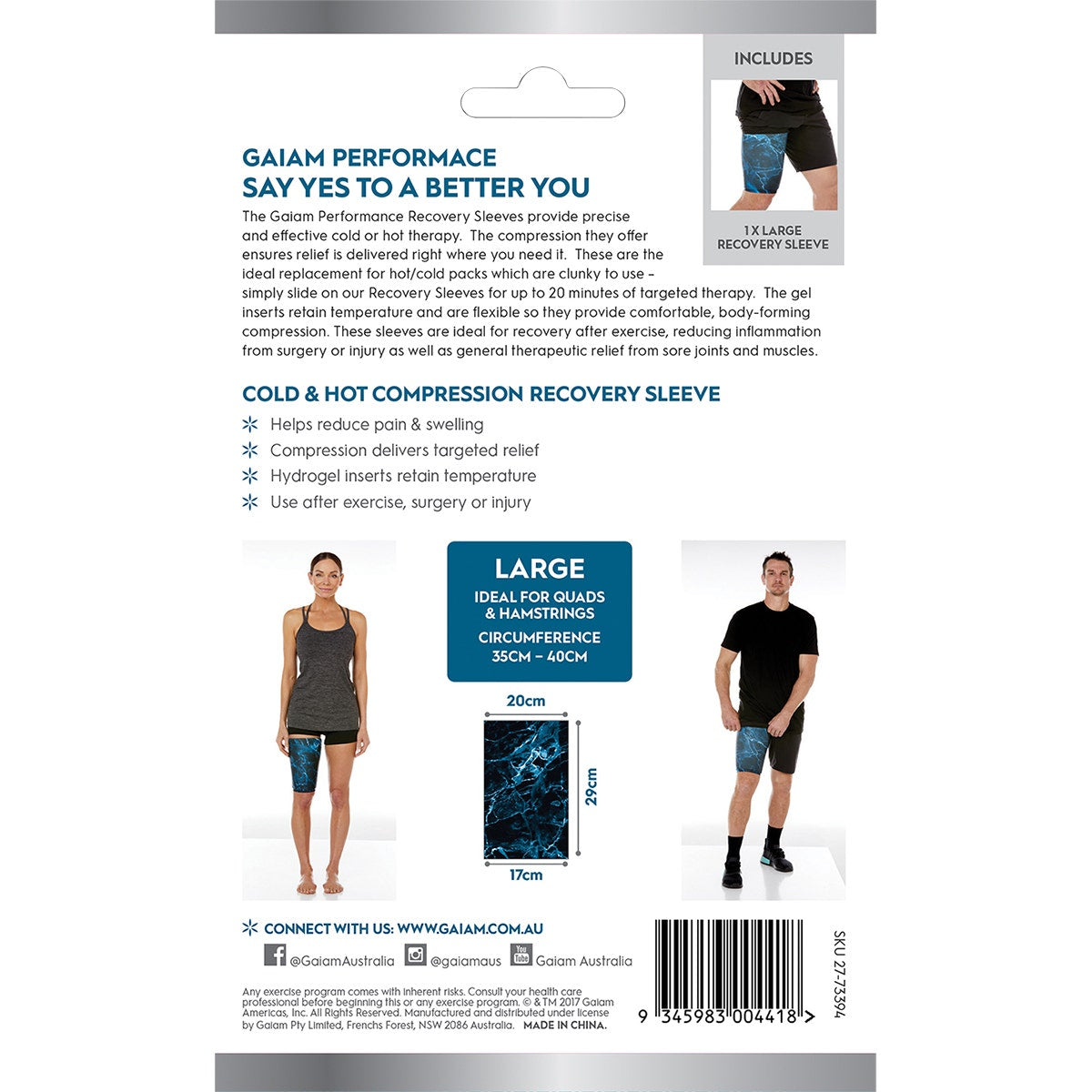 Gaiam Cold & Hot Compression Recovery Sleeve Large - Cutprice Online