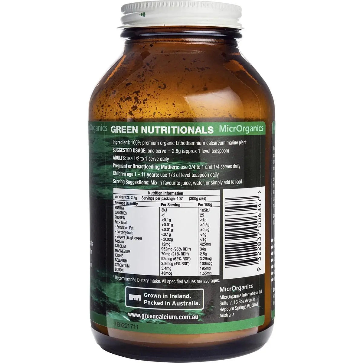 GREEN NUTRITIONALS Green Calcium Powder (950mg) 250g GREEN NUTRITIONALS
