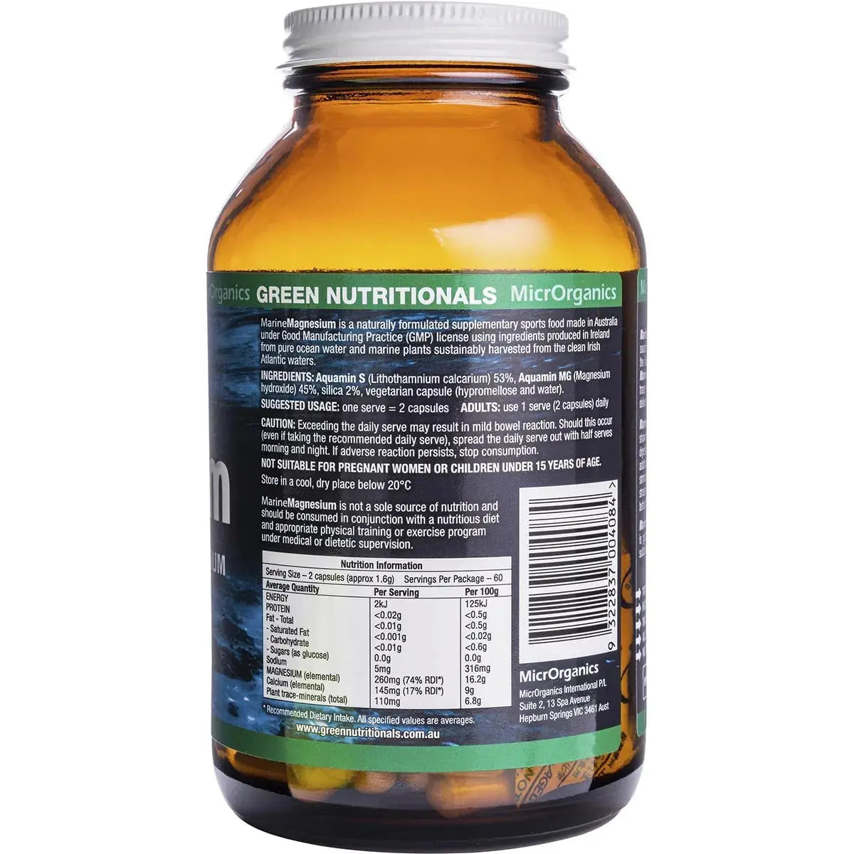 Green Nutritionals Marine Magnesium Vegan Capsules (260mg) 120 GREEN NUTRITIONALS