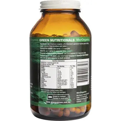 Green Nutritionals Green Calcium Vegan Capsules (600mg) 240 GREEN NUTRITIONALS