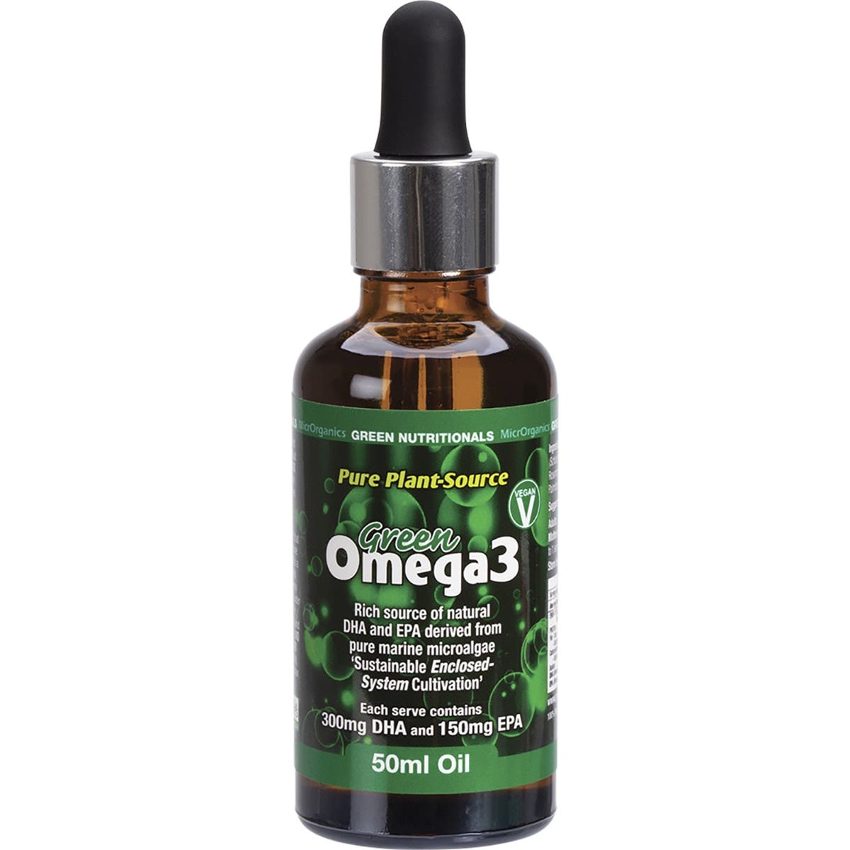 GREEN NUTRITIONALS Green Omega3 Vegan Drops (300mg DHA+150mg EPA) 50ml GREEN NUTRITIONALS
