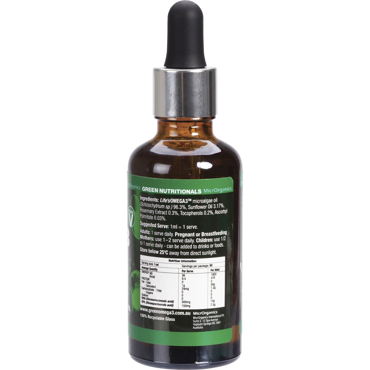 GREEN NUTRITIONALS Green Omega3 Vegan Drops (300mg DHA+150mg EPA) 50ml GREEN NUTRITIONALS