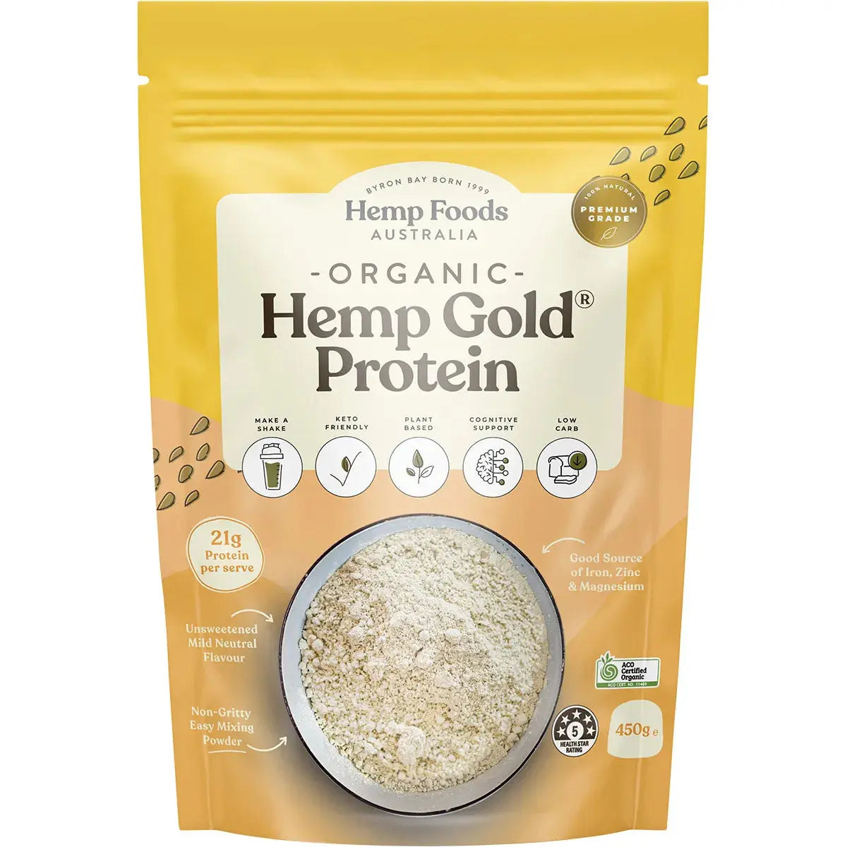 ESSENTIAL HEMP Organic Hemp Gold Protein Contains Omega 3, 6 & 9 450g ESSENTIAL HEMP