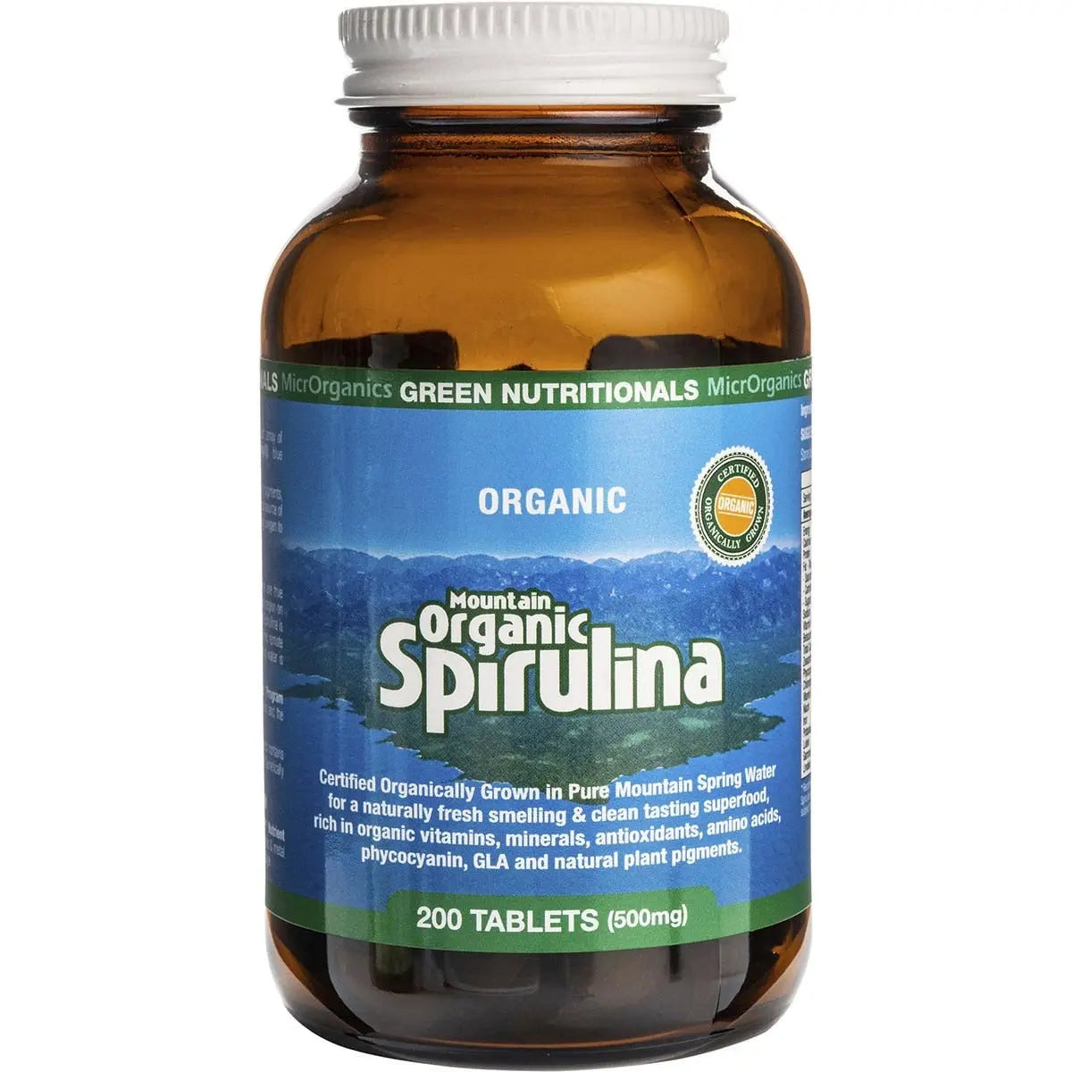 Green Nutritionals Mountain Organic Spirulina Tablets (500mg) 200 GREEN NUTRITIONALS