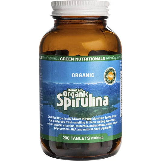Green Nutritionals Mountain Organic Spirulina Tablets (500mg) 200 GREEN NUTRITIONALS