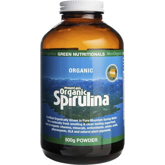 Green Nutritionals Mountain Organic Spirulina Powder 500g GREEN NUTRITIONALS