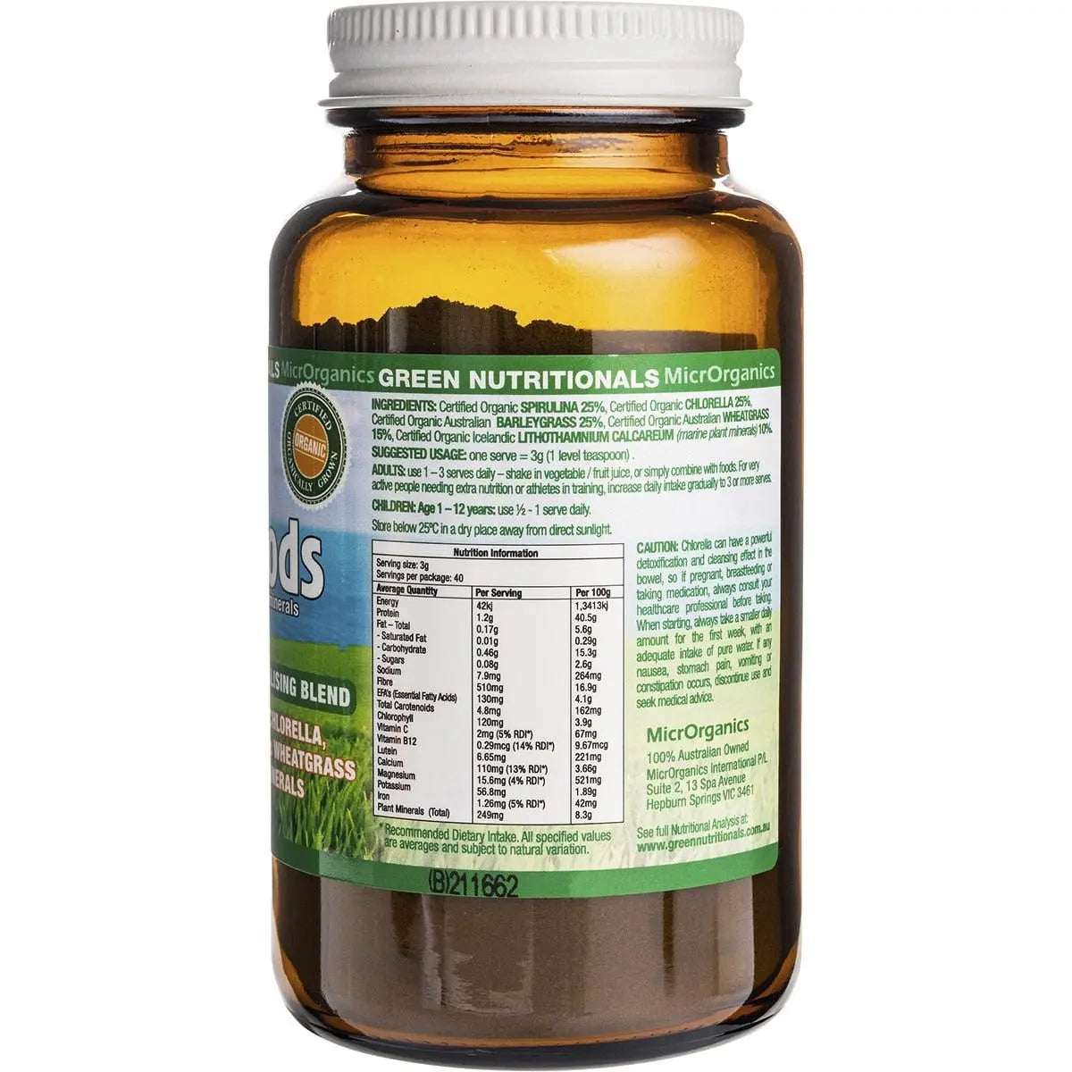 Green Nutritionals Organic Green Superfoods Powder 120g GREEN NUTRITIONALS