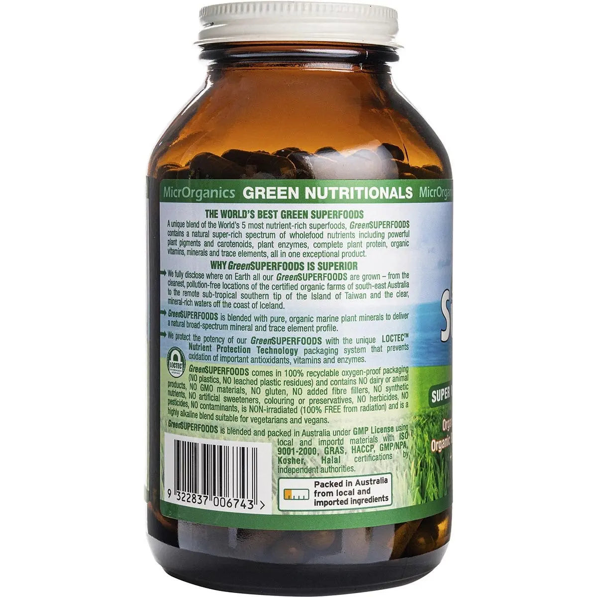 Green Nutritionals Organic Green Superfoods Vegan Capsules (600mg) 250 GREEN NUTRITIONALS