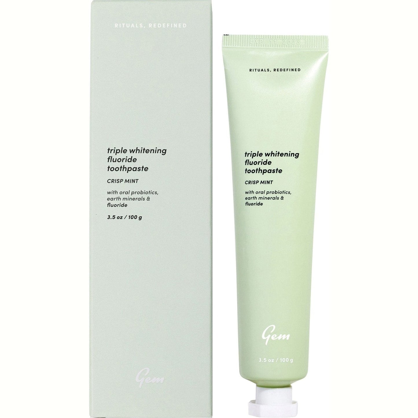 GEM Toothpaste Triple Whitening Fluoride Crisp Mint 100g GEM