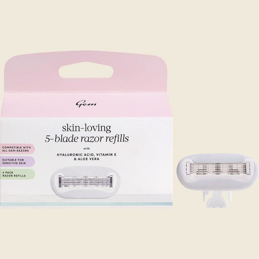 Gem Skin-Loving 5-Blade Razor Refills 4pk