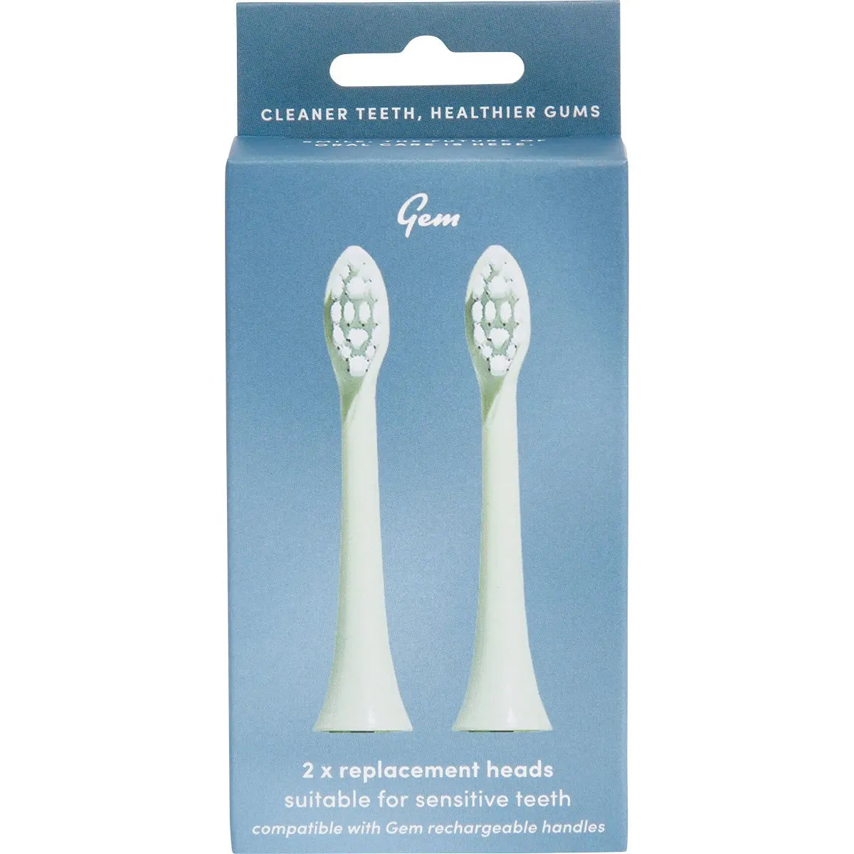 GEM Electric Toothbrush Replacement Heads Mint 2pk - Cutprice Online