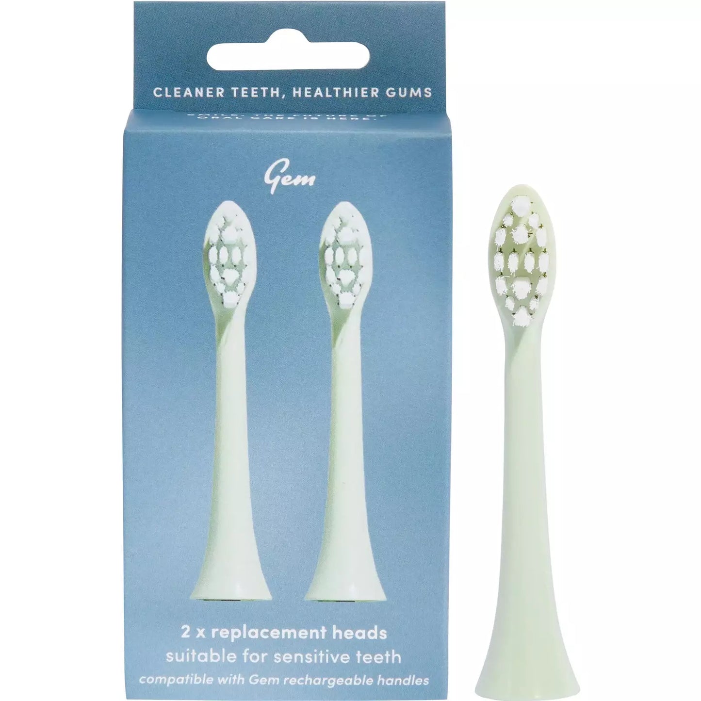 GEM Electric Toothbrush Replacement Heads Mint 2pk - Cutprice Online