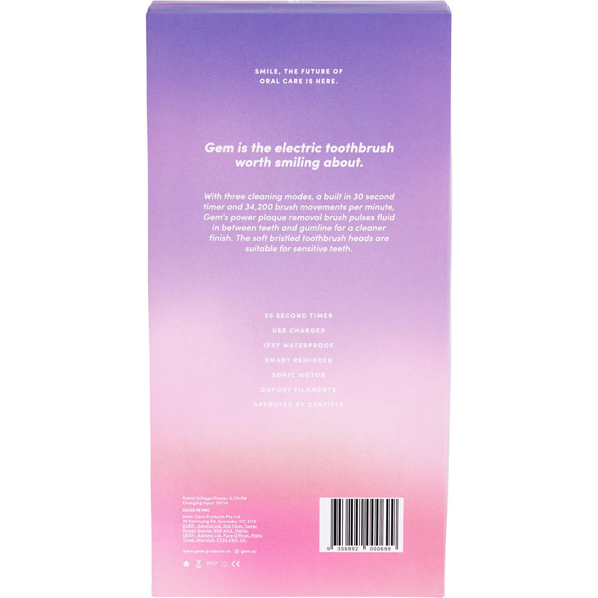GEM Electric Toothbrush Rose 1 GEM