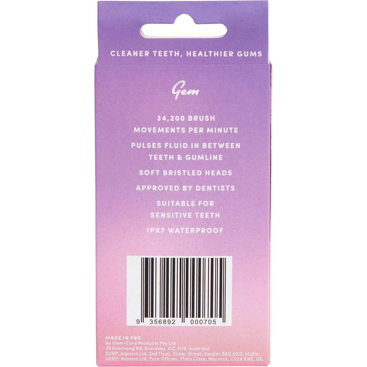 GEM Electric Toothbrush Replacement Heads Rose 2pk GEM