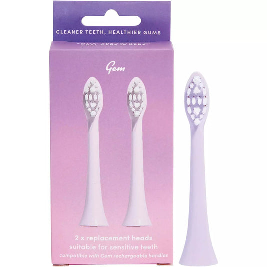 GEM Electric Toothbrush Replacement Heads Rose 2pk GEM