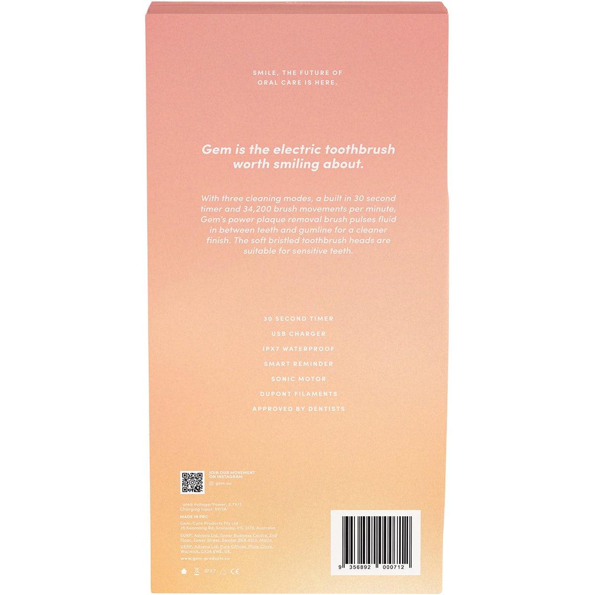 GEM Electric Toothbrush Watermelon 1 GEM