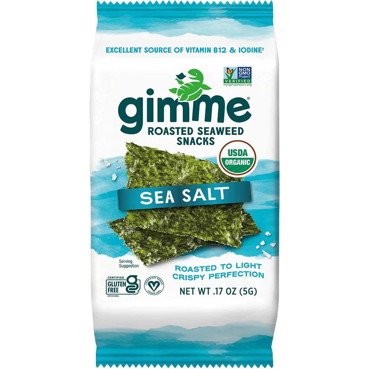 GIMME Roasted Seaweed Snacks Sea Salt - 6 Pack 6x5g GIMME