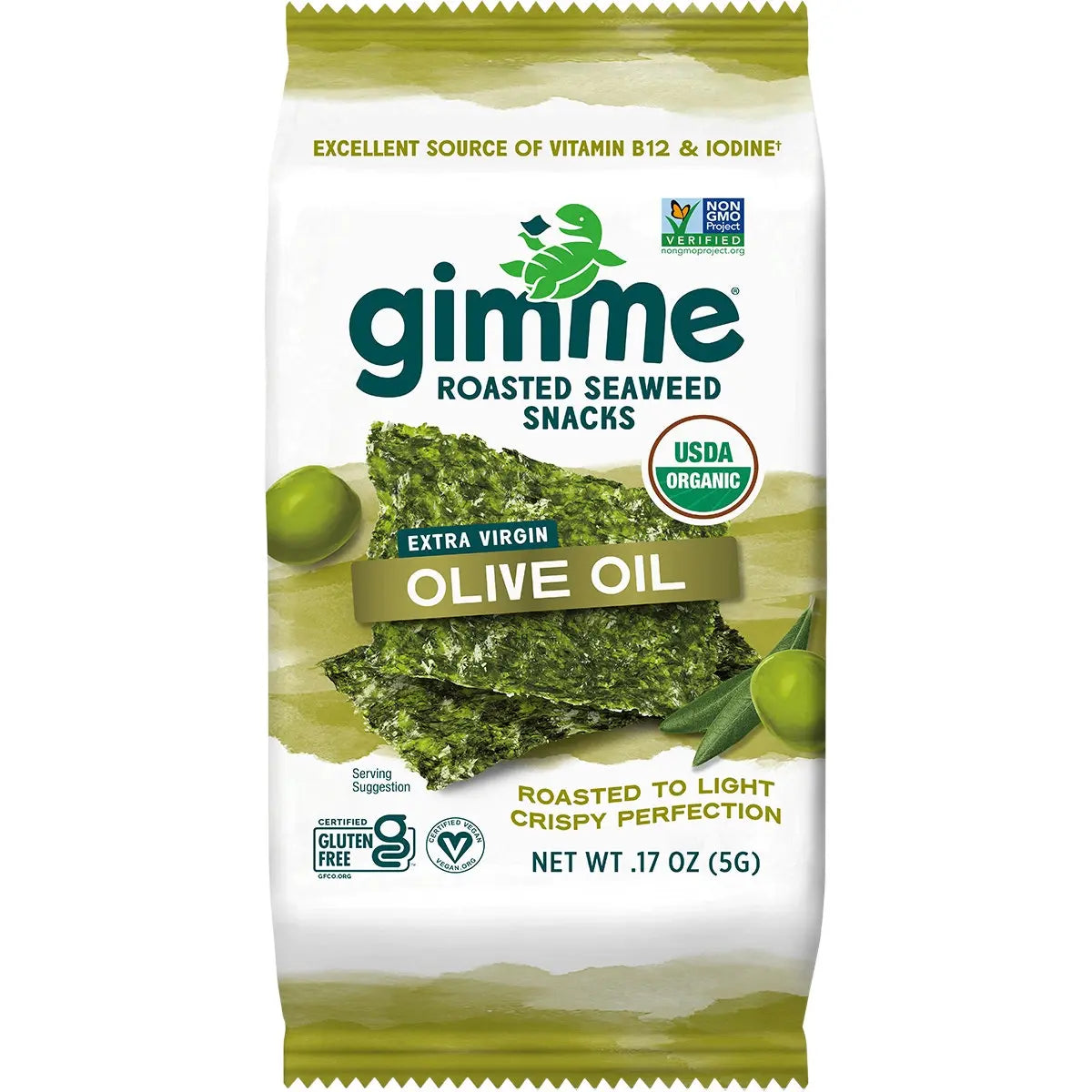 GIMME Roasted Seaweed Snacks Olive Oil - 6 Pack 6x5g GIMME