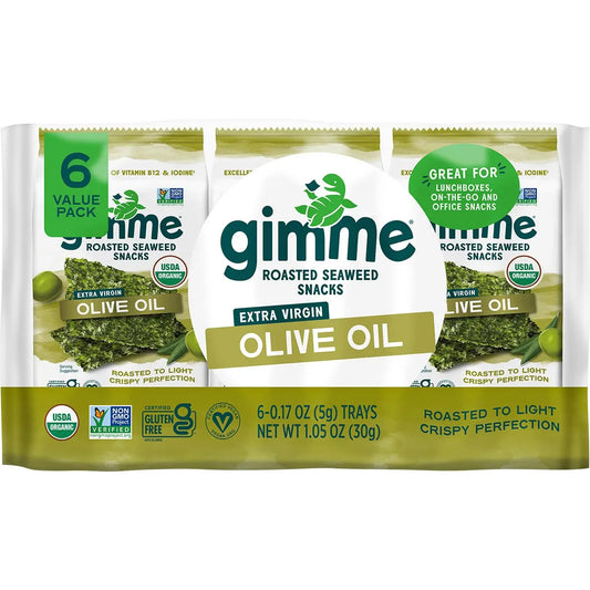 GIMME Roasted Seaweed Snacks Olive Oil - 6 Pack 6x5g GIMME