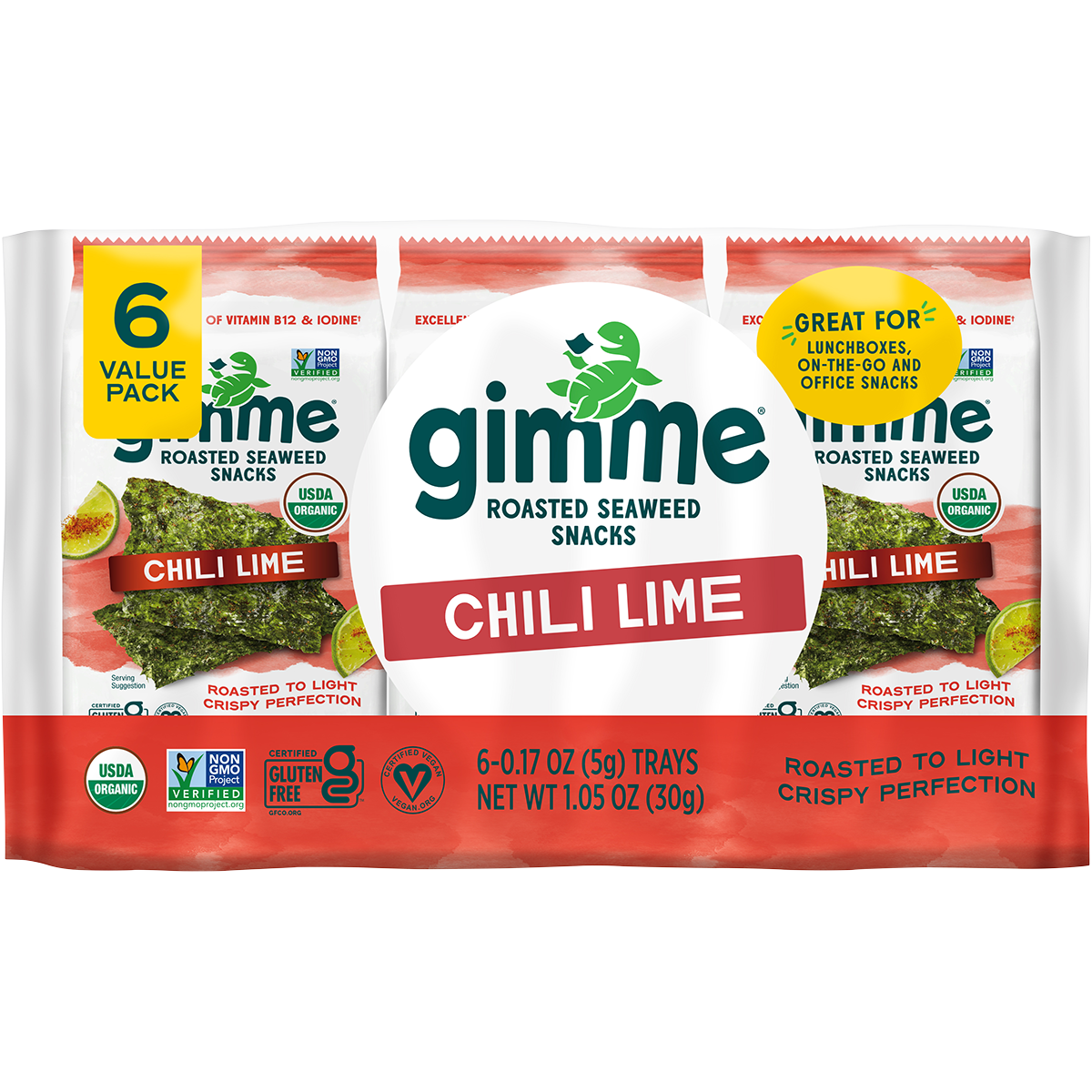 gimME Roasted Seaweed Snacks Chili Lime 30g x 8 Pack