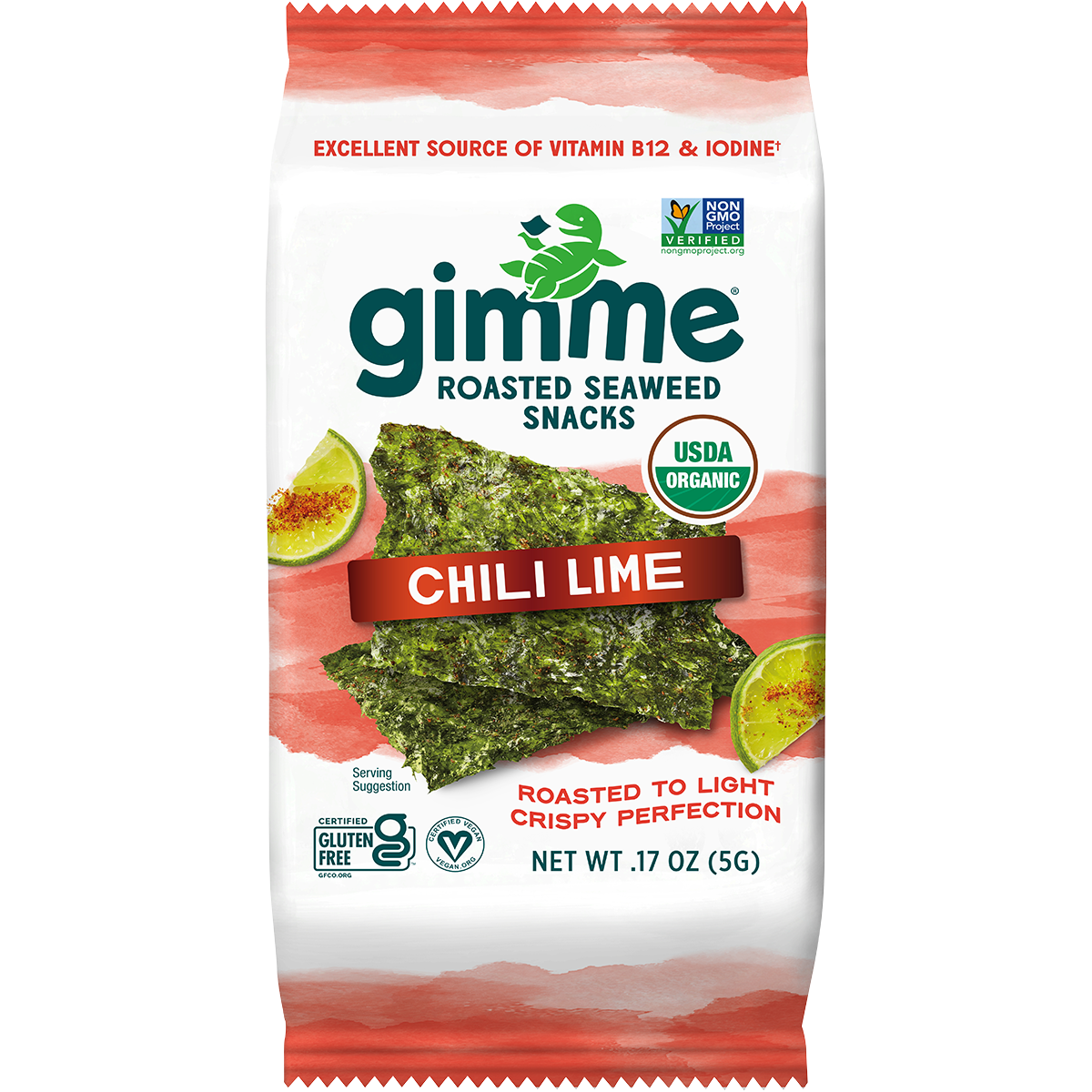 gimME Roasted Seaweed Snacks Chili Lime 30g x 8 Pack