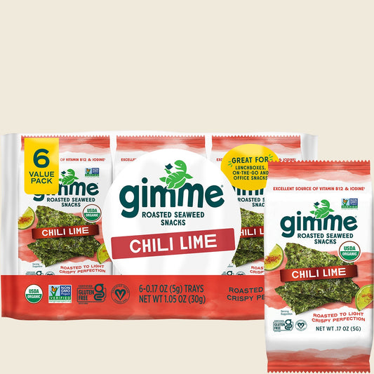 Gimme Roasted Seaweed Snacks Chili Lime 8x30g