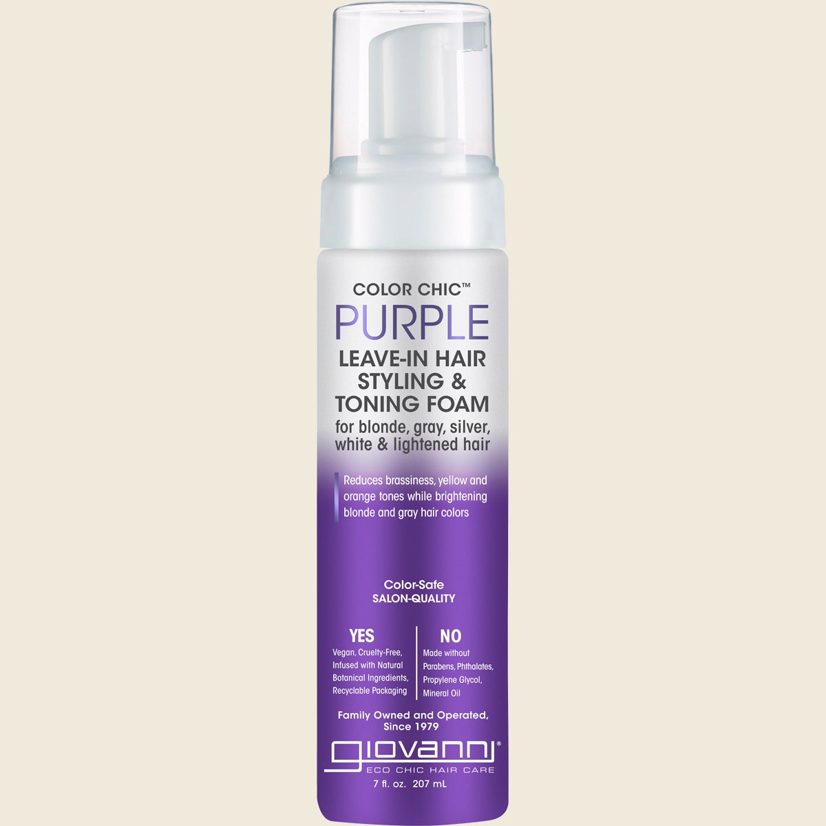 Giovanni Leave In Hair Styling & Toning Foam Color Chic Purple 207ml