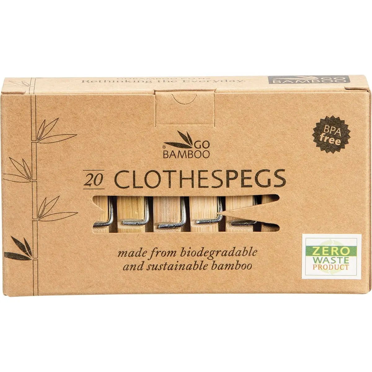 GO BAMBOO Clothes Pegs Biodegradable Bamboo 20 GO BAMBOO