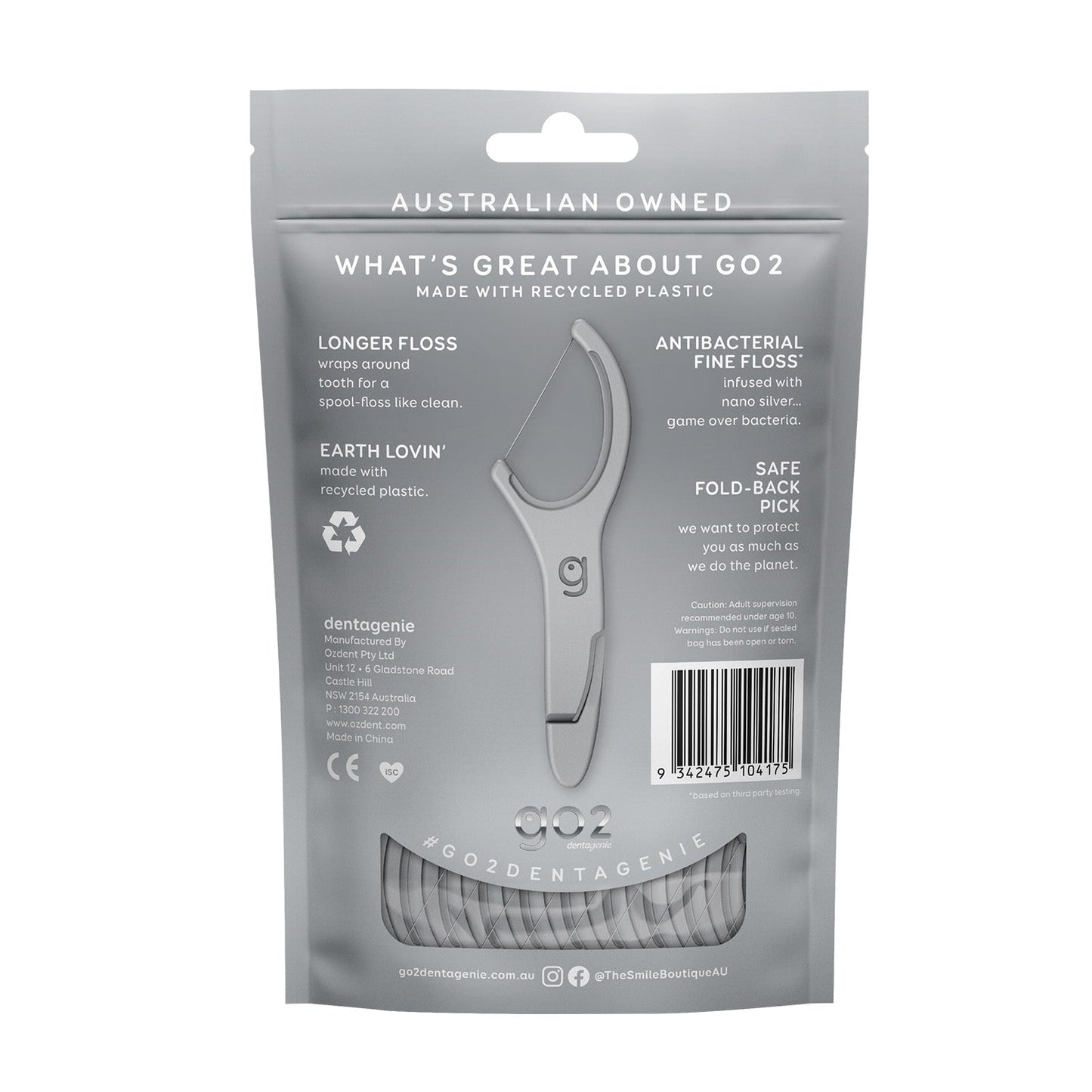 GO2 Dentagenie Silver Anti-Bacterial FlossPyx Minty 36 Pack - Cutprice Online