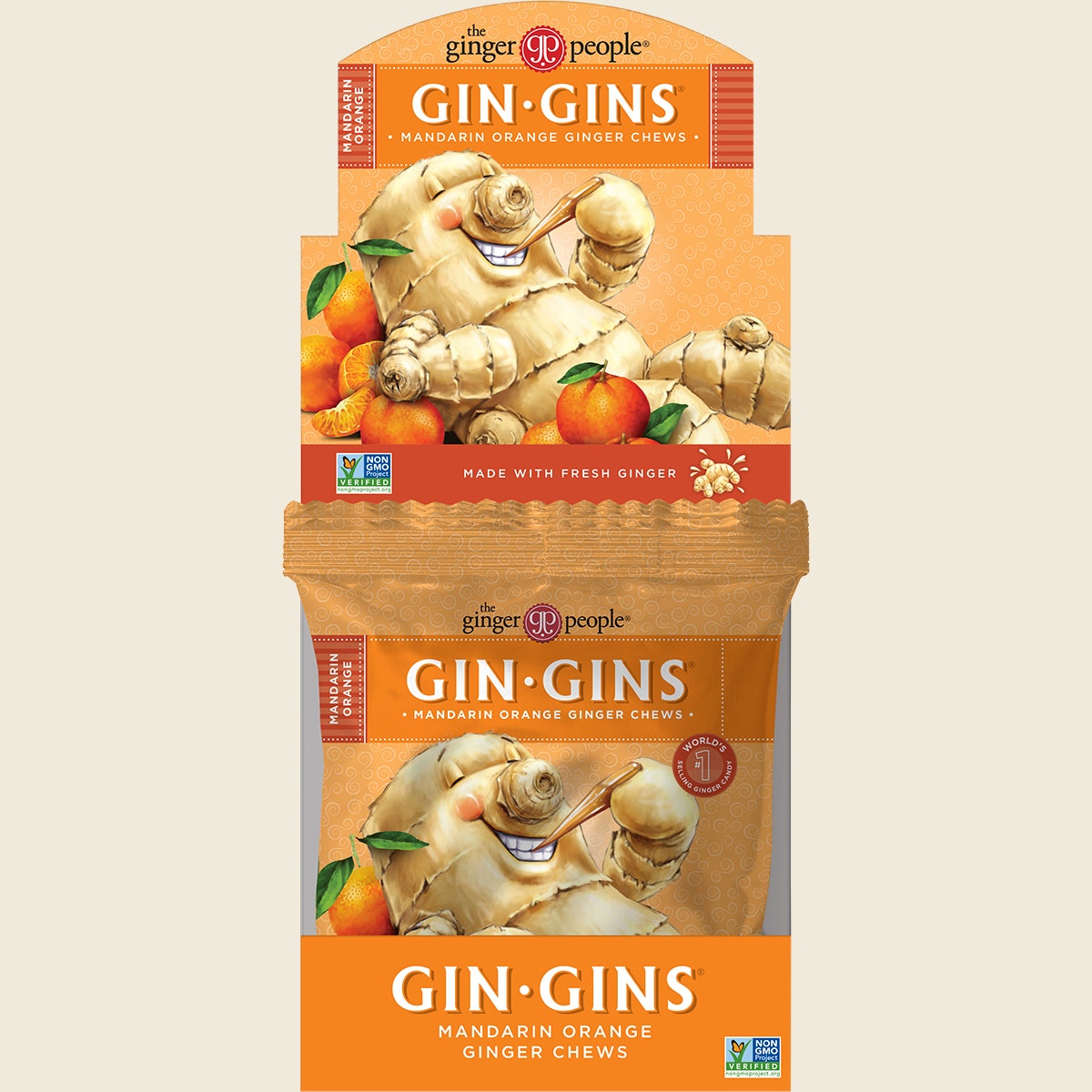 The Ginger People Gin Gins Mandarin Orange Ginger Chews 12x60g