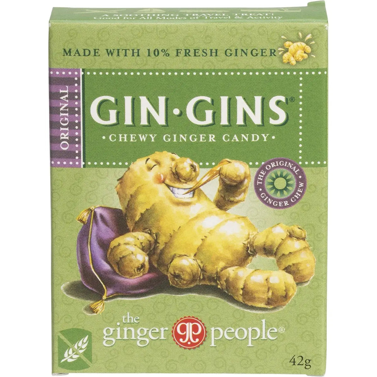 THE GINGER PEOPLE Gin Gins Ginger Candy Chewy Original 12x42g THE GINGER PEOPLE