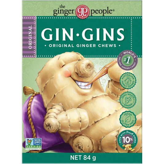 THE GINGER PEOPLE Gin Gins Ginger Candy Chewy - Original 12x 84g THE GINGER PEOPLE