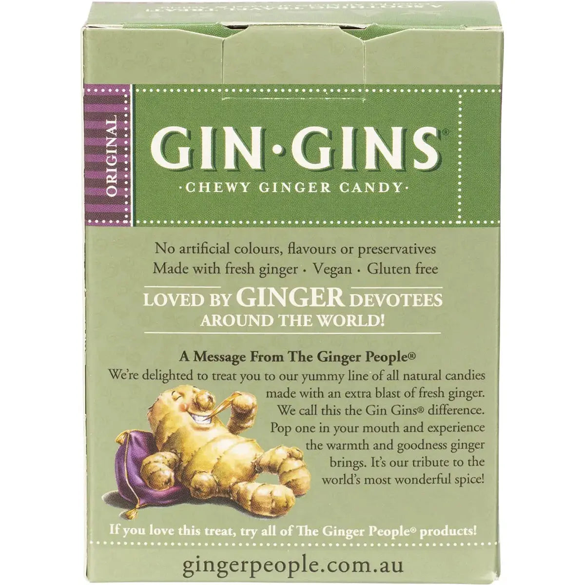 THE GINGER PEOPLE Gin Gins Ginger Candy Chewy - Original 12x 84g THE GINGER PEOPLE