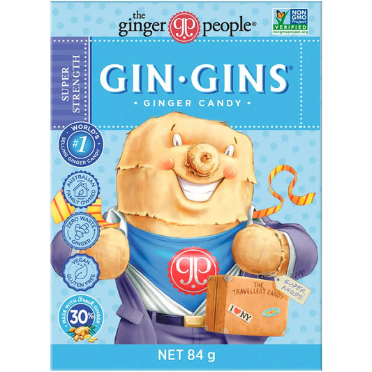 THE GINGER PEOPLE Gin Gins Ginger Candy Super Strength 84g THE GINGER PEOPLE