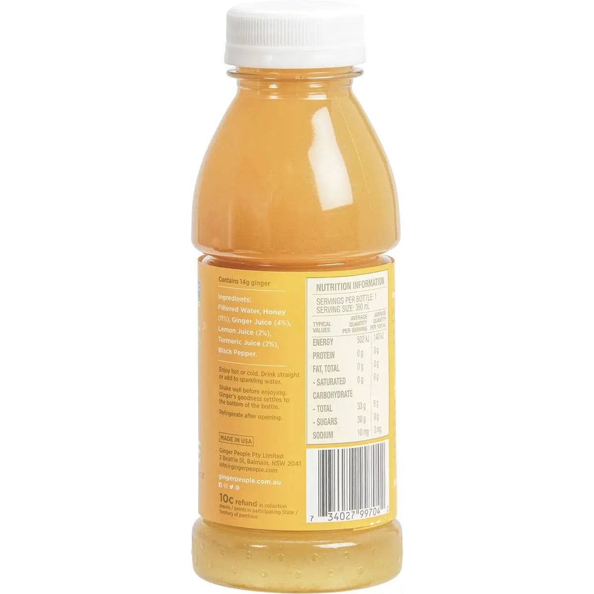 THE GINGER PEOPLE Turmeric Gingerade With Real Ginger & Turmeric Juice 360ml THE GINGER PEOPLE