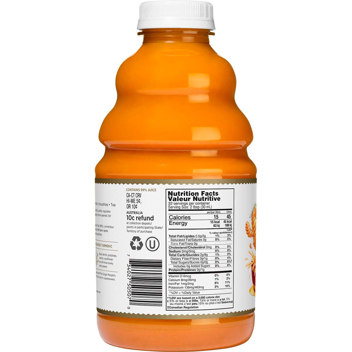 THE GINGER PEOPLE Turmeric Juice 99% 946ml - Cutprice Online