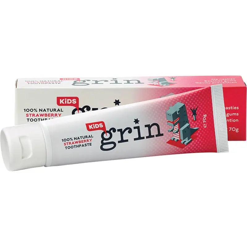 Grin Natural Strawberry Kid's Toothpaste (Fluoride Free) 70g GRIN