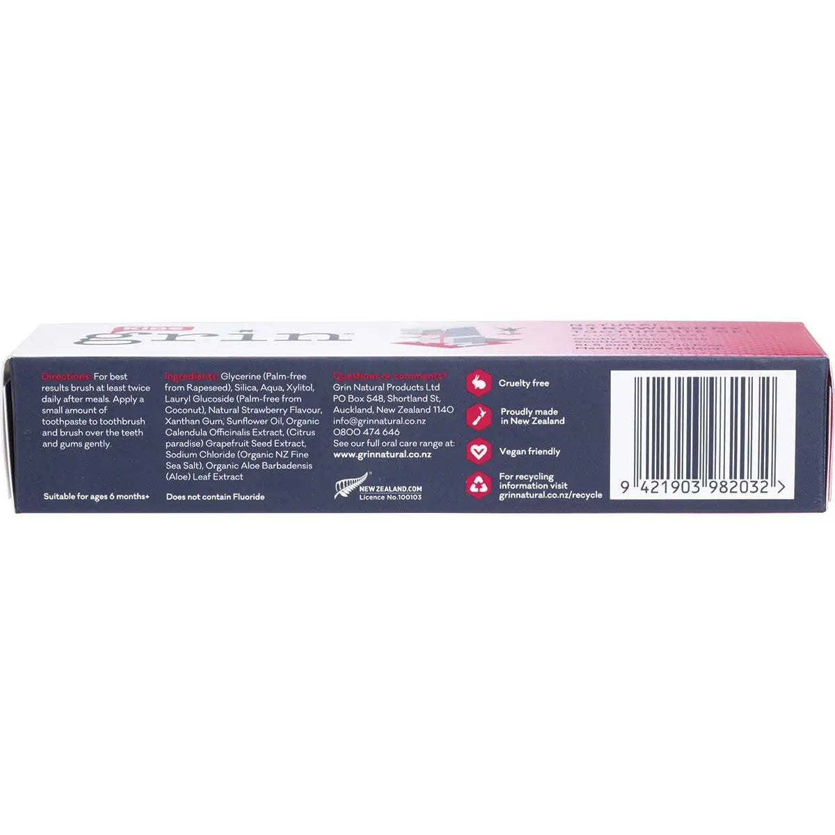 Grin Natural Strawberry Kid's Toothpaste (Fluoride Free) 70g GRIN